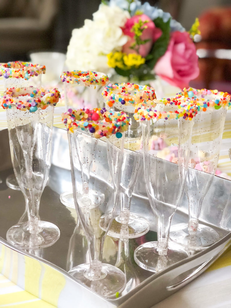 supper club galentines day candy conversation hearts glasses with sprinkles